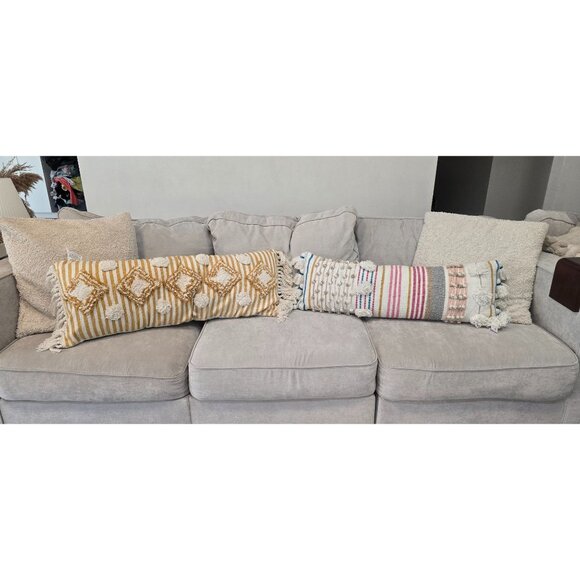 Decorative Boho Lumbar Pillow Set With Fringe & Tassels 12in x 36in & 15in x 38i - Picture 16 of 16